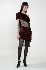 Aubergine Faux Fur Combo dress: Pre Order