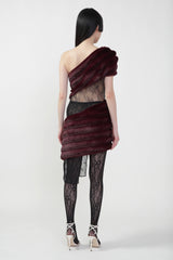 Aubergine Faux Fur Combo dress: Pre Order