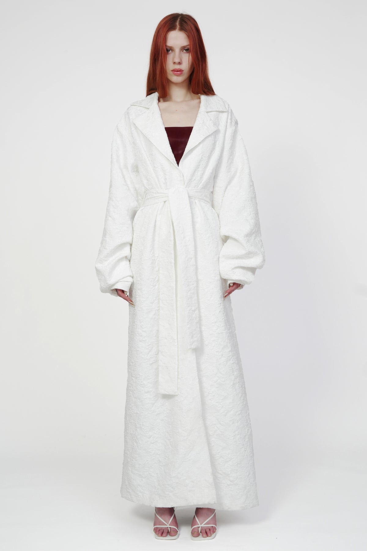 Lilly Oversize Textured Coat in White-Pre Order