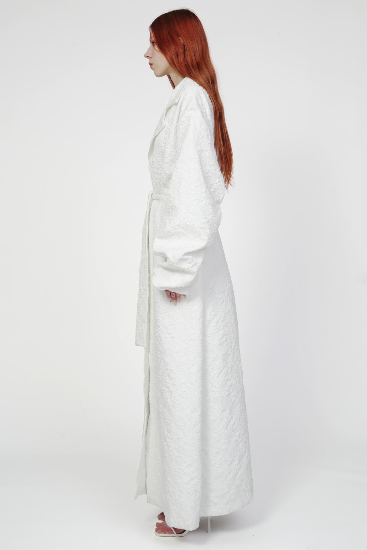 Lilly Oversize Textured Coat in White-Pre Order