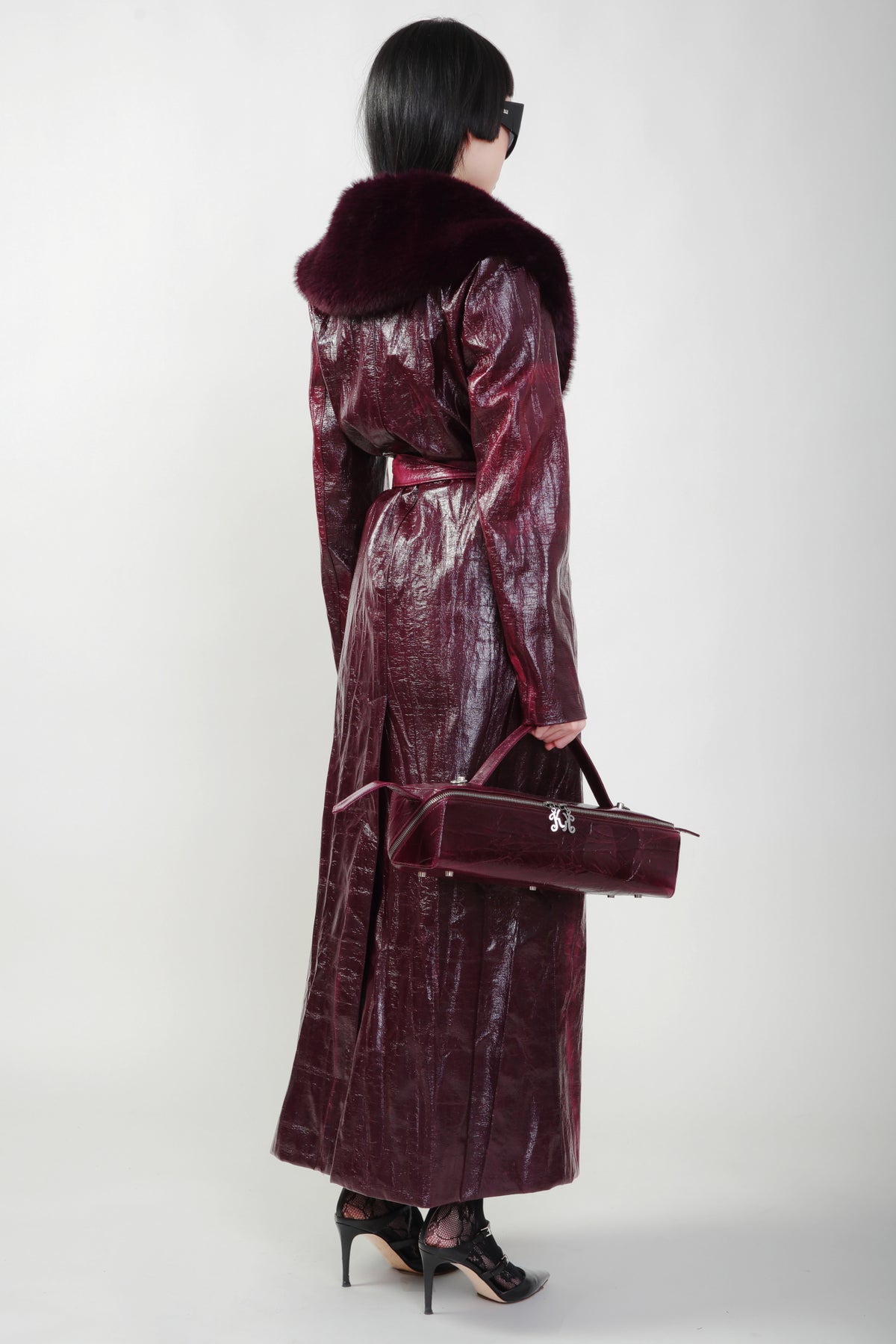 Bordeaux Faux Fur Collar Coat-Pre-Order