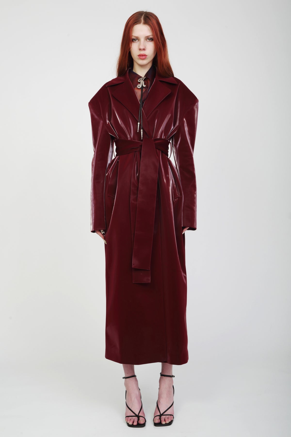 Kristy Patent Oxblood Coat- Pre Order
