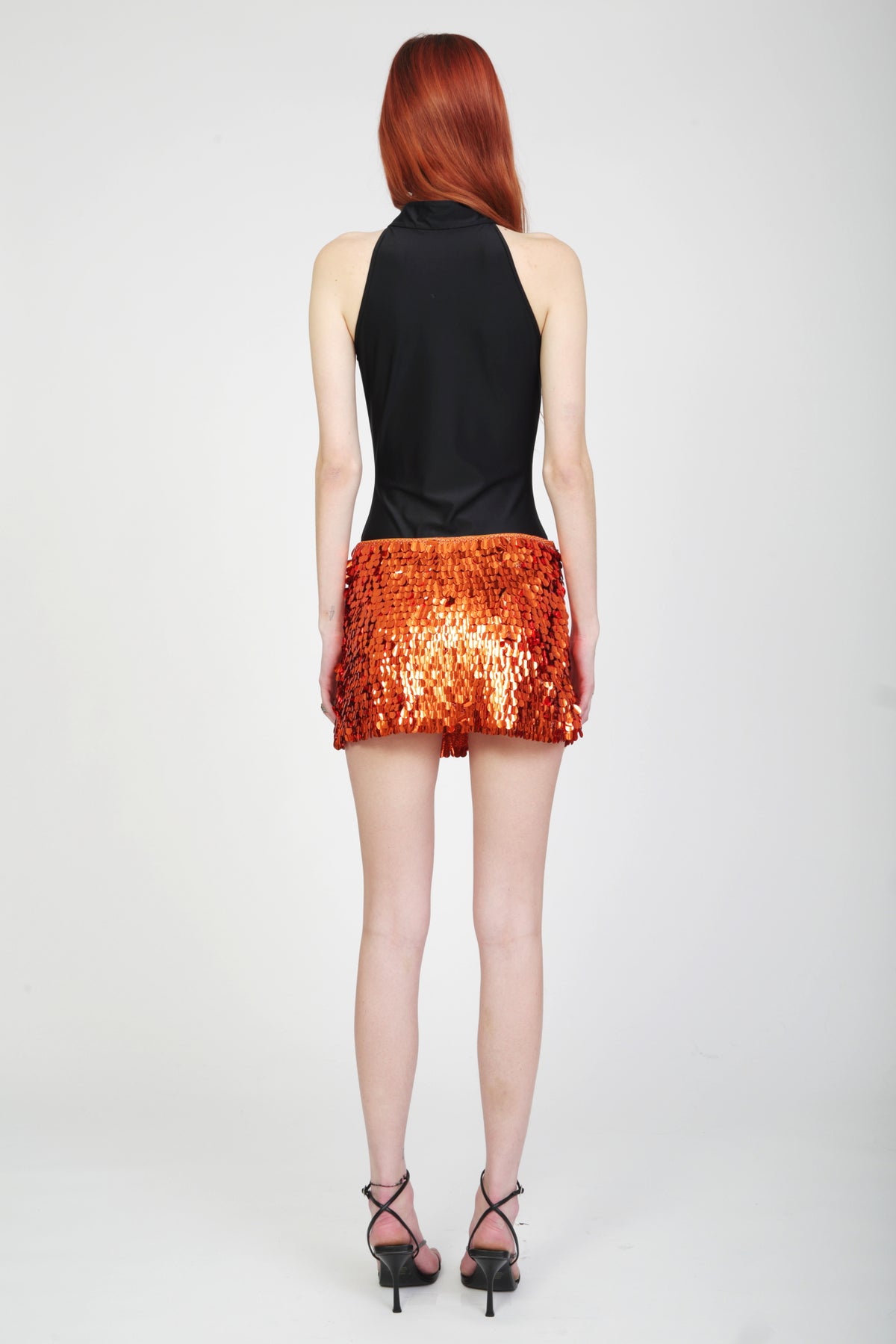 Sequined Mini Skirt in Orange -Pre-Order