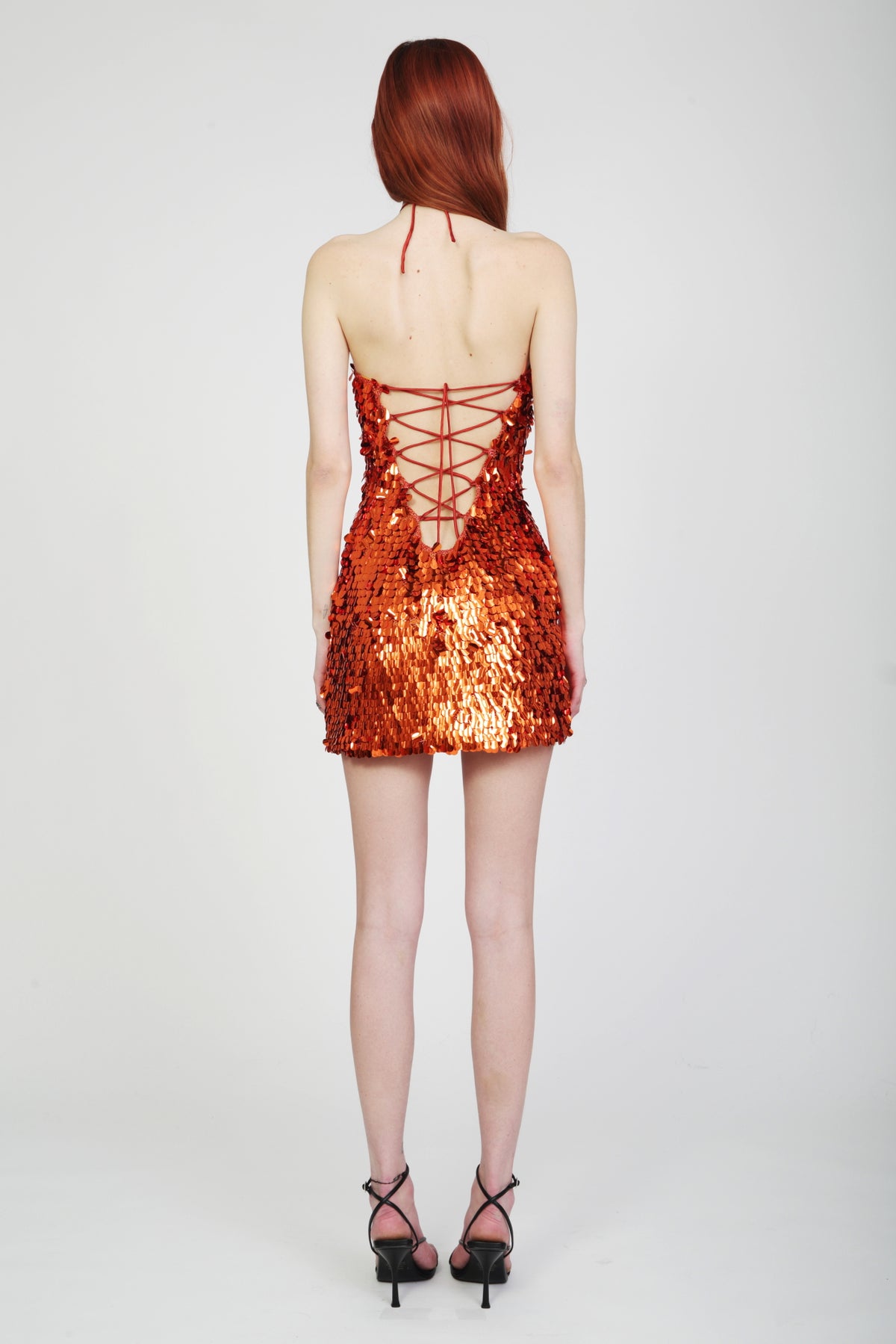 Orange Sequin Mini Dress