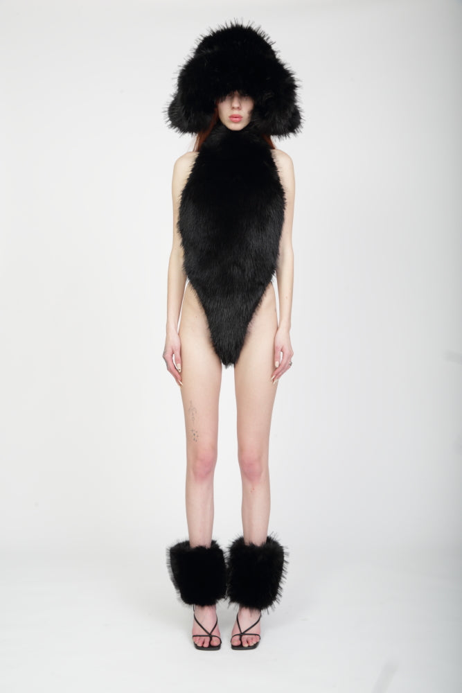 Faux Fur Ankle Warmer in Black