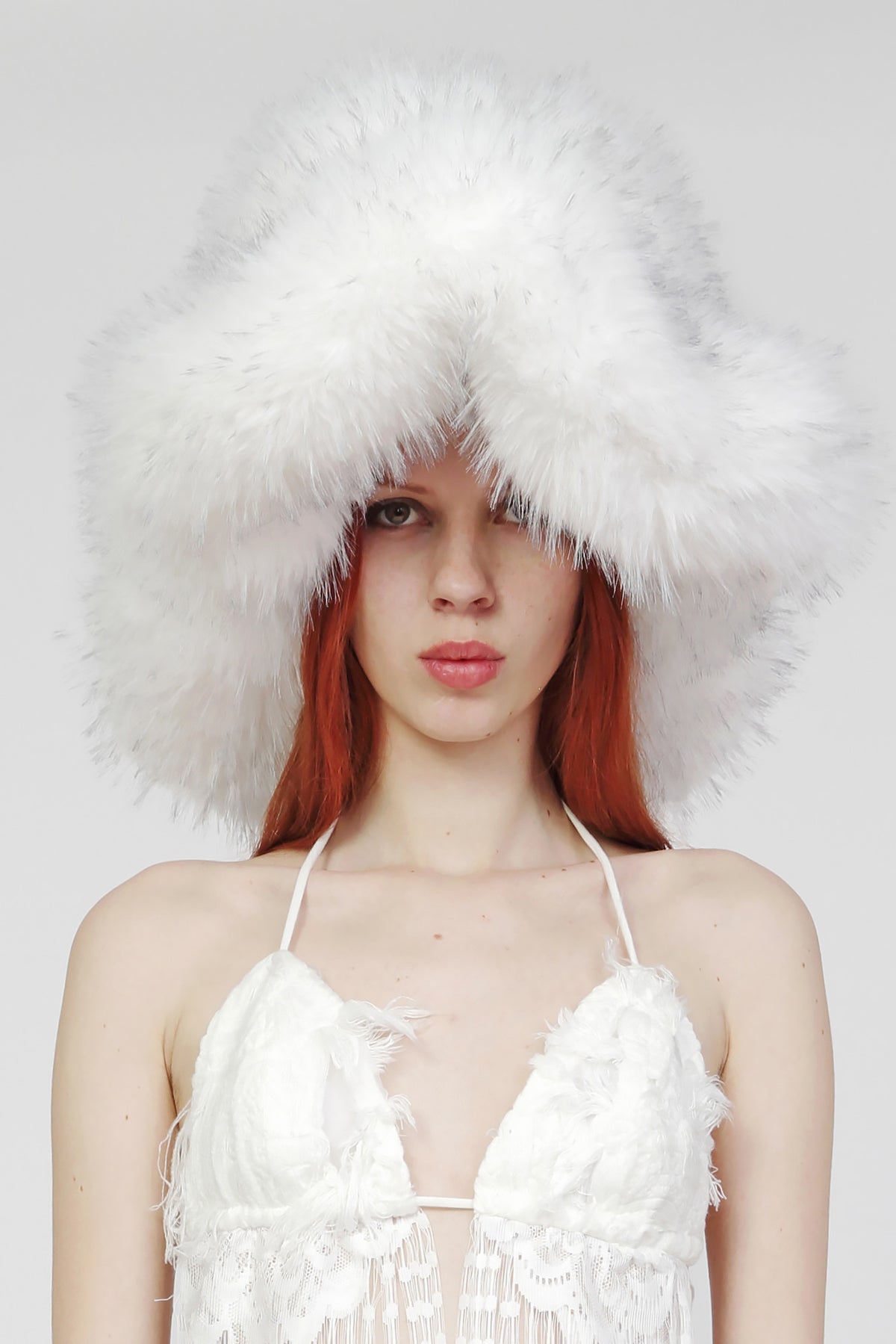 Oversized Faux Fur Cowboy Hat in White