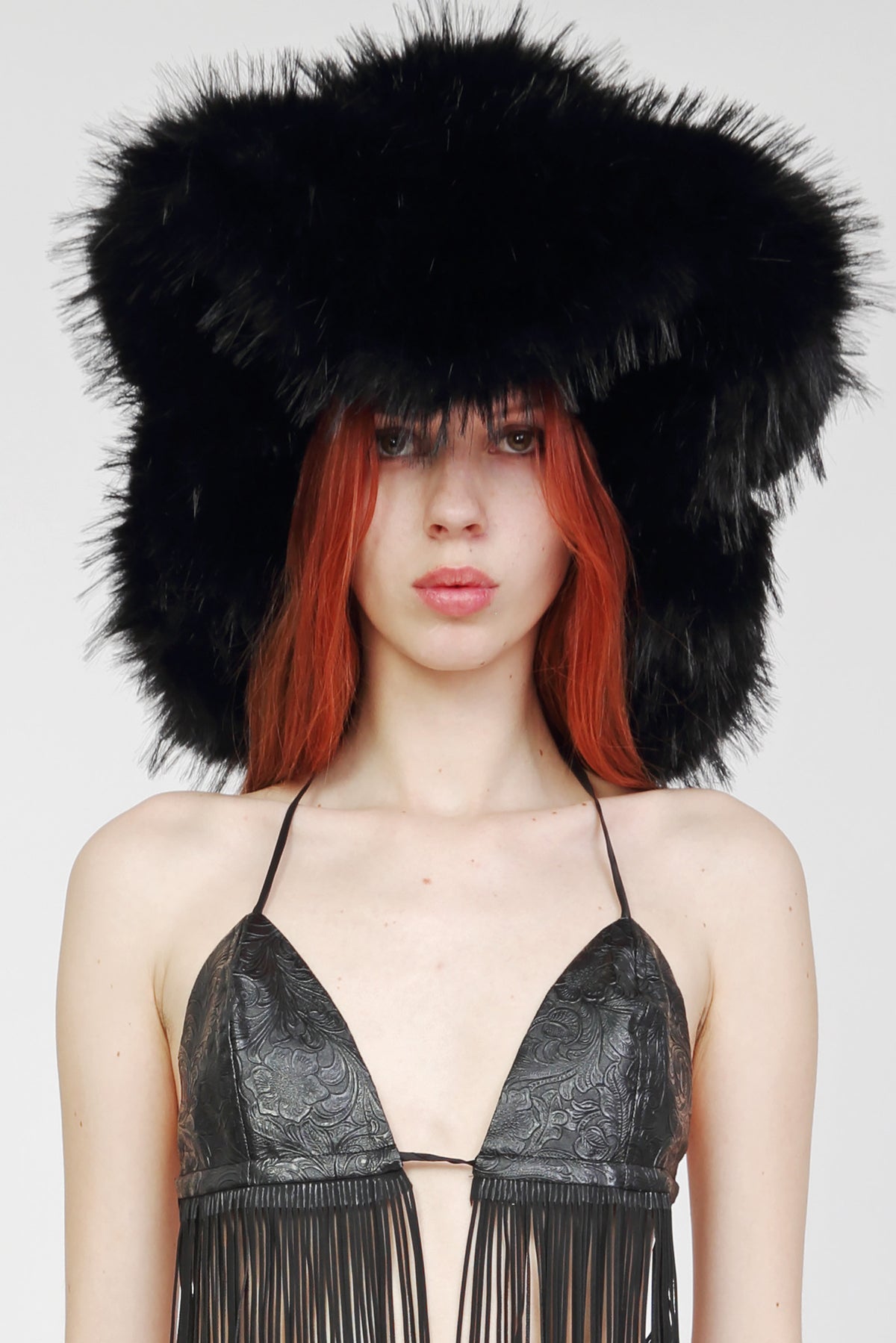 Oversized Faux Fur Cowboy Hat in Black- Pre Order