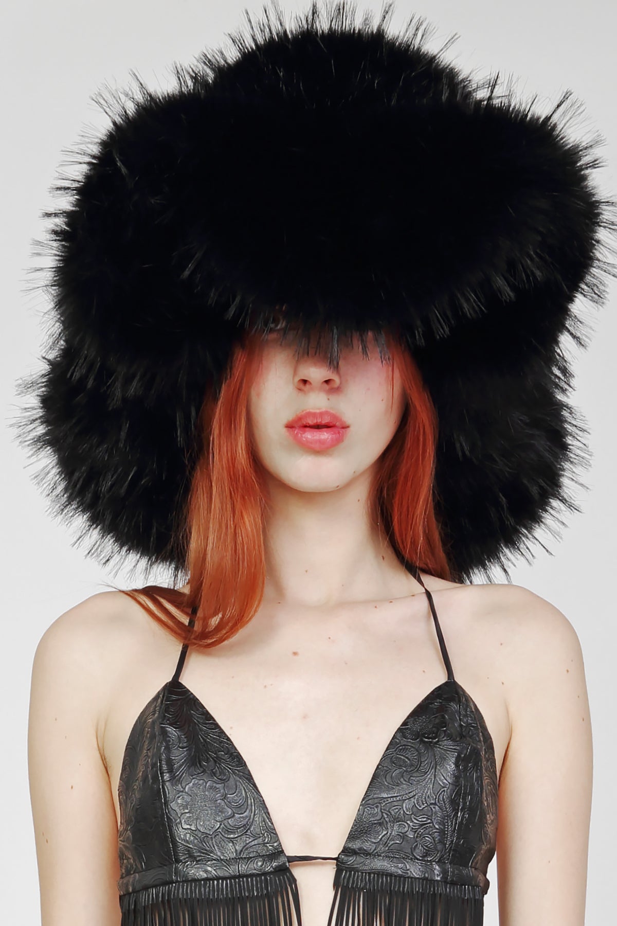Oversized Faux Fur Cowboy Hat in Black- Pre Order