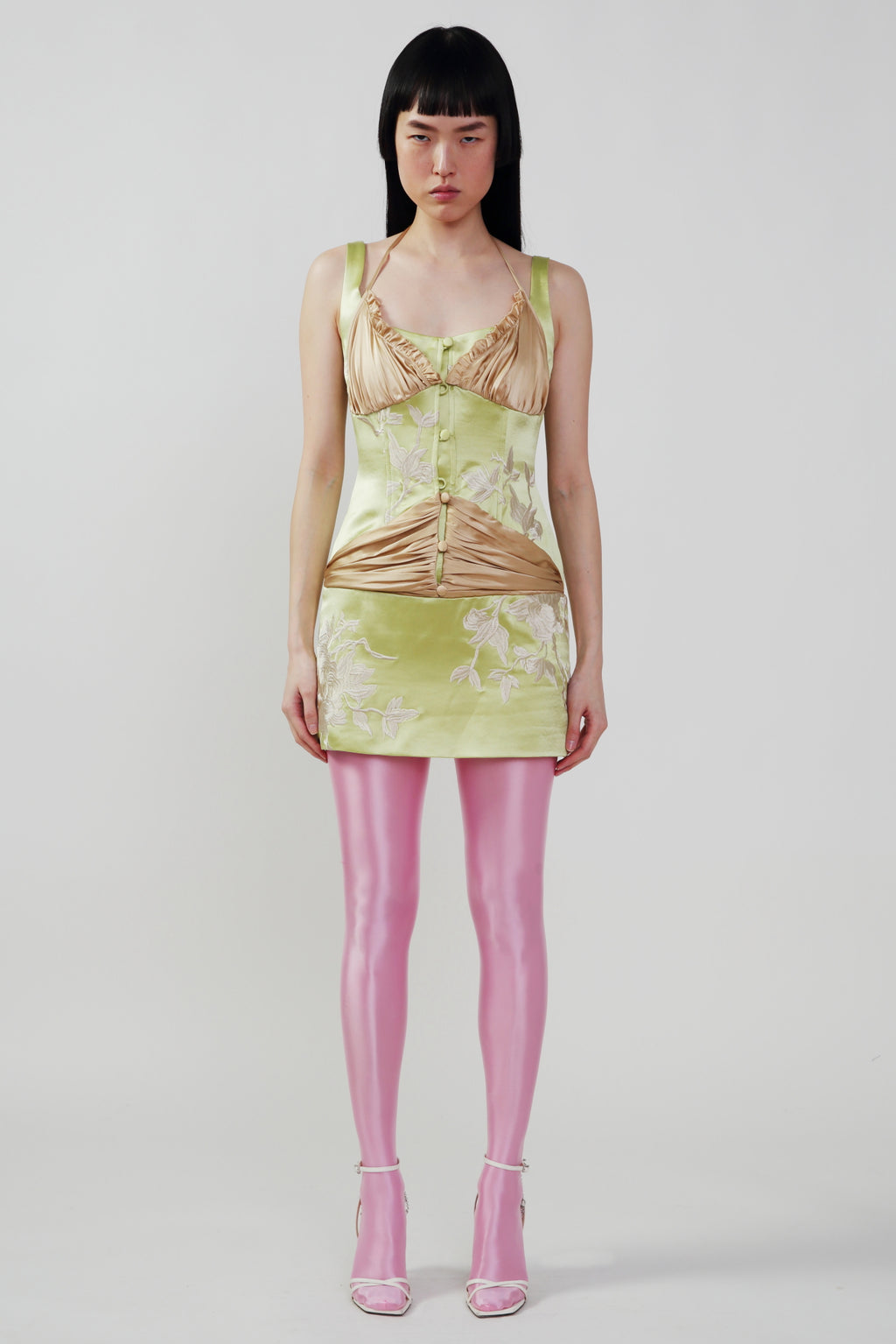 Pre Order: Lime Green Floral Dress Large / Lime