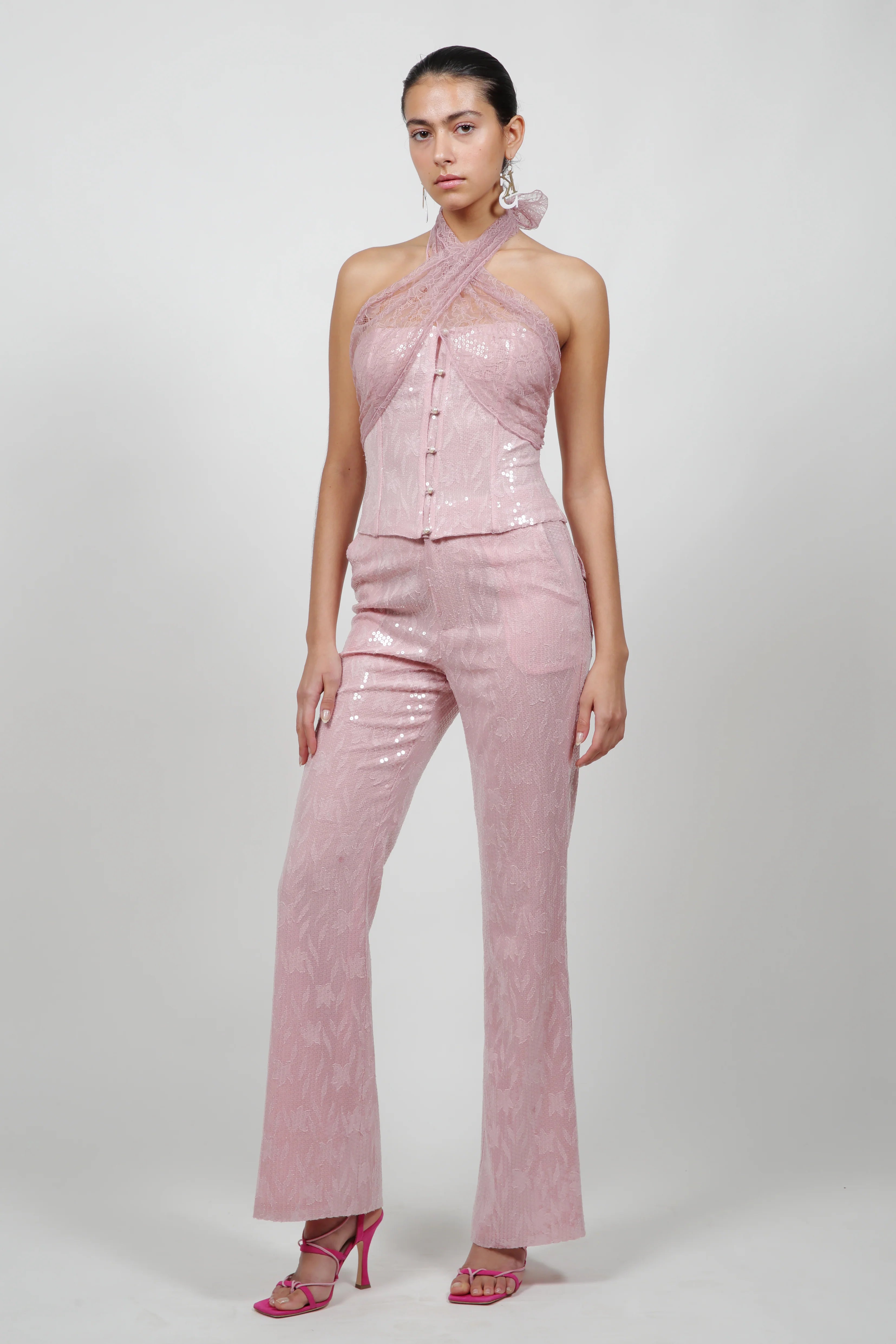 Zara, Tops, Zara Pink Lace Up Corset Top