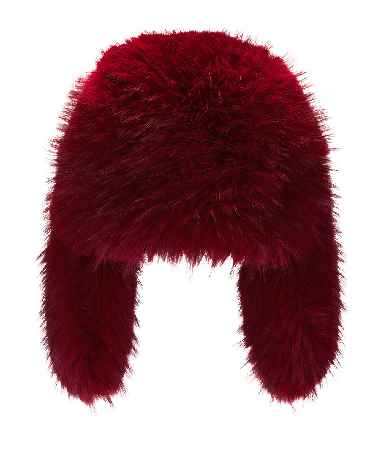 Oversized Faux Fur Trapper Hat in Red
