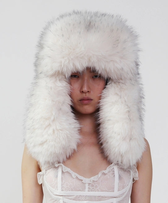Oversized Faux Fur Trapper Hat in White- Pre-Order