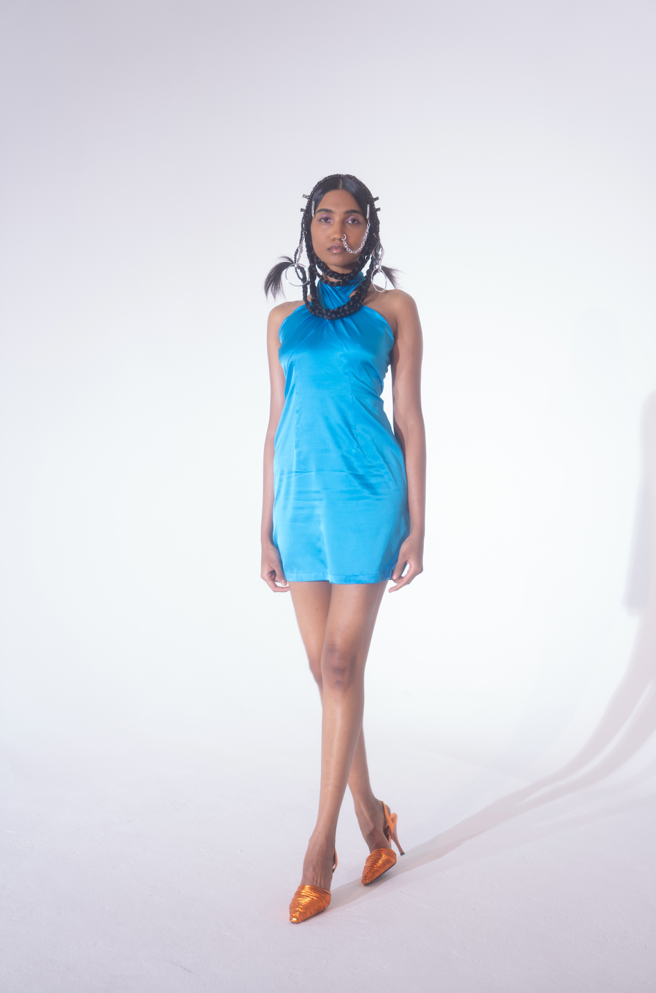Blue silk wrap dress shop