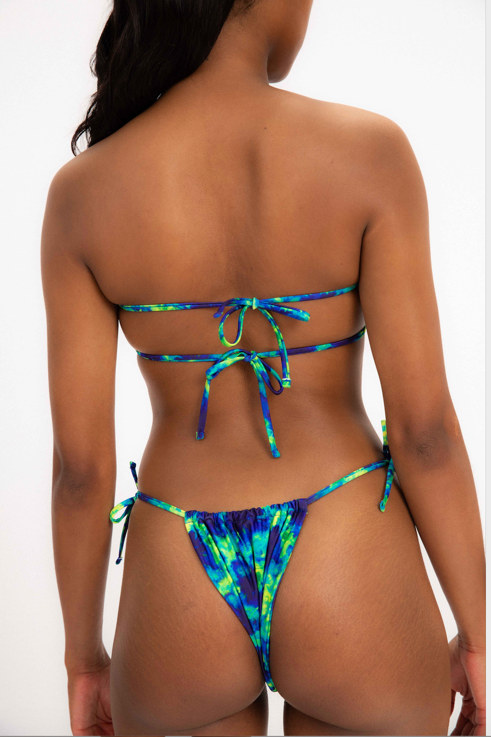 Green dye Shirred Bikini-Final Sale