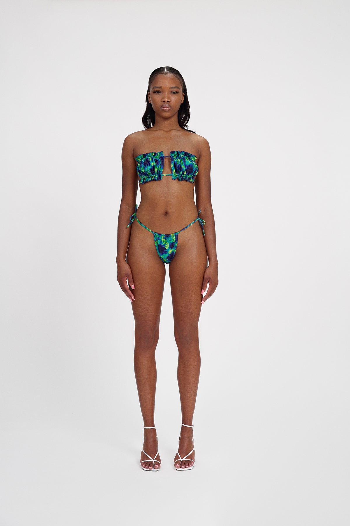 Green dye Shirred Bikini-Final Sale