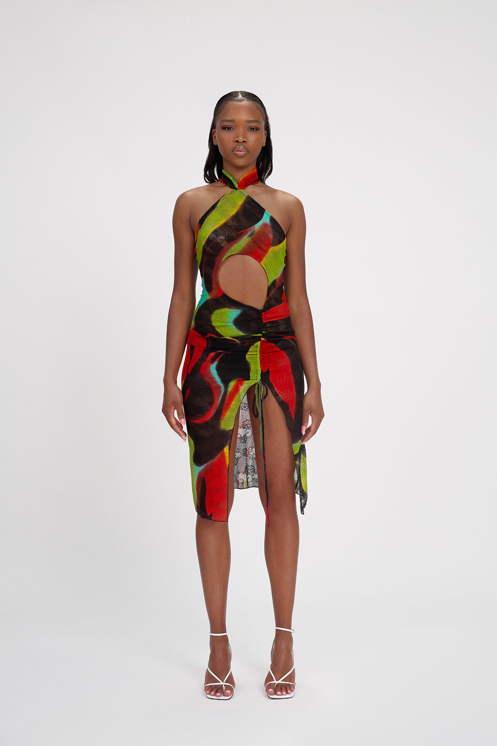 kim shui dress Green Swirl Cut out Qi Pao