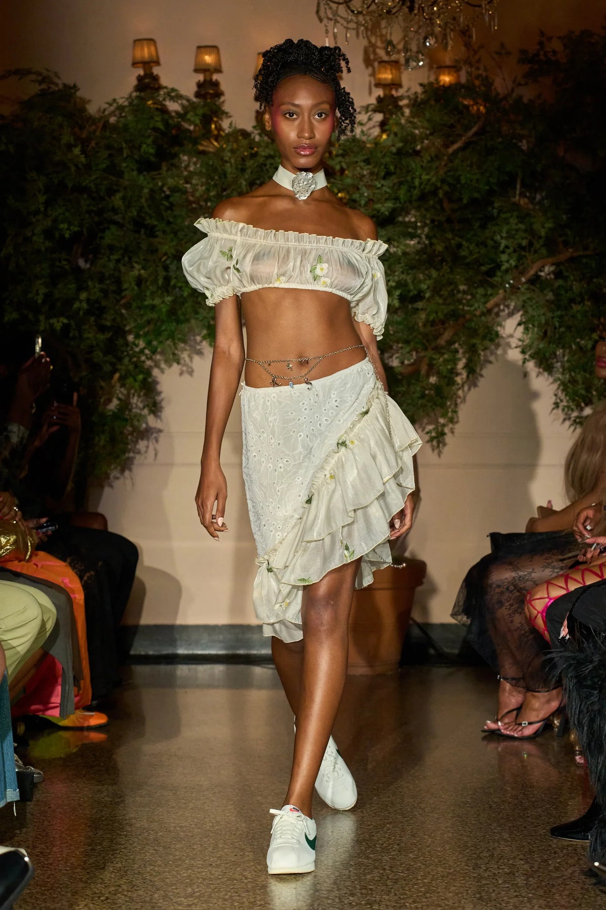 Cream Floral Ruffle Skirt Kim Shui Studio