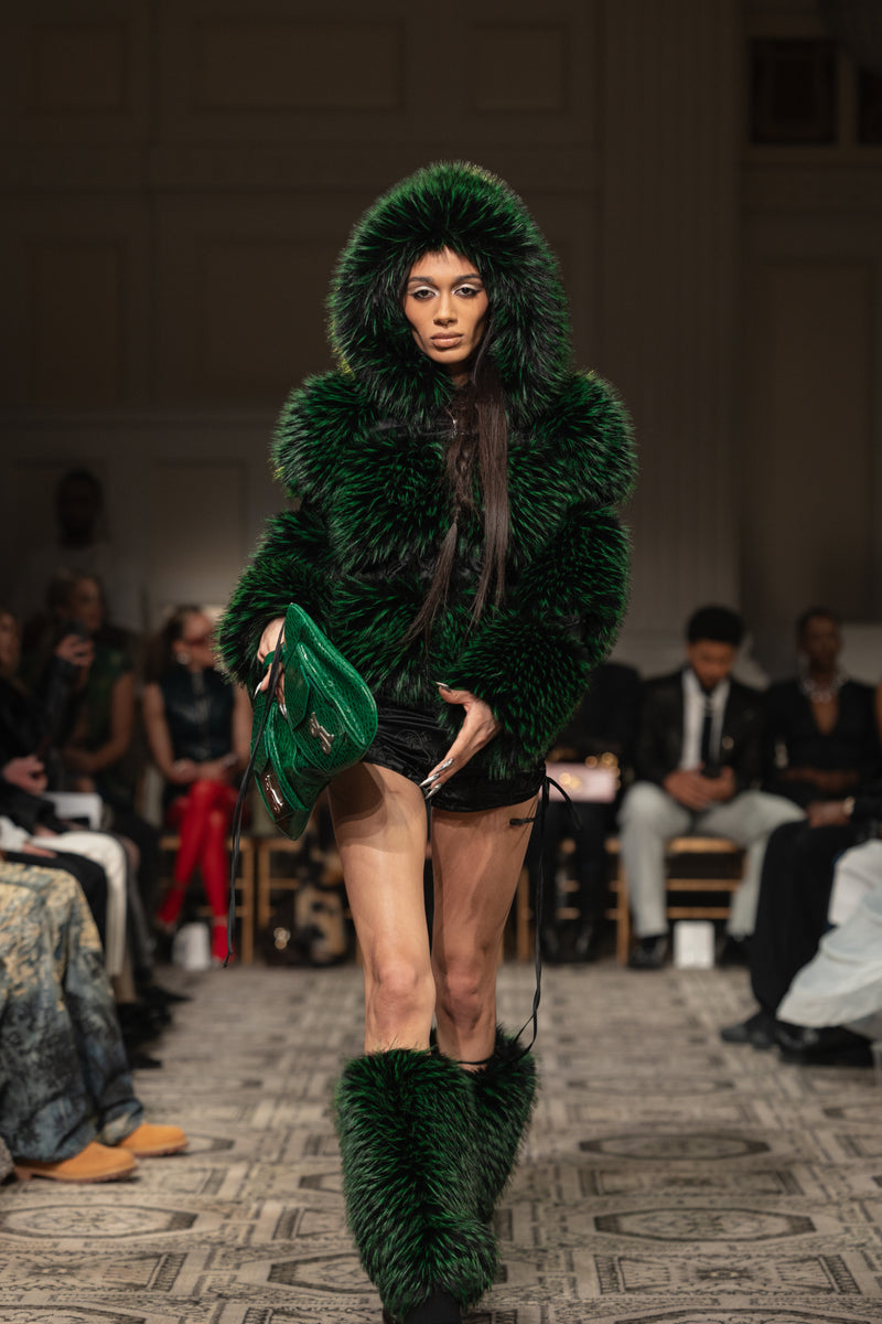 Faux Fur Leg Warmers in Green-Pre Order