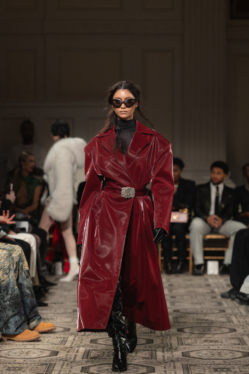 Kristy Patent Oxblood Coat