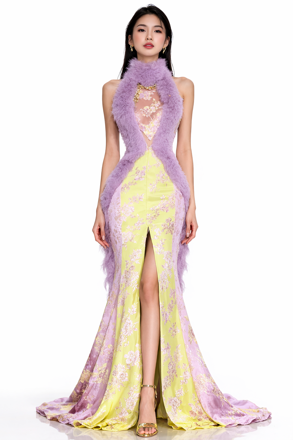 HALTER DRESS in Purple Floral - Pre Order