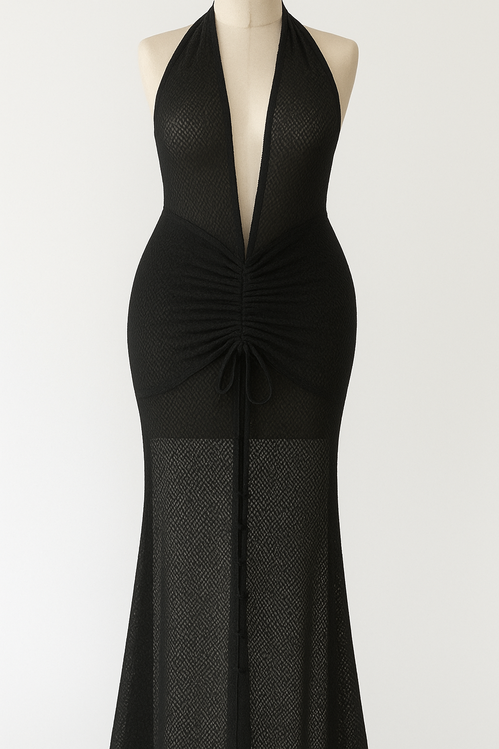 Mesh Maxi Dress in Brown
