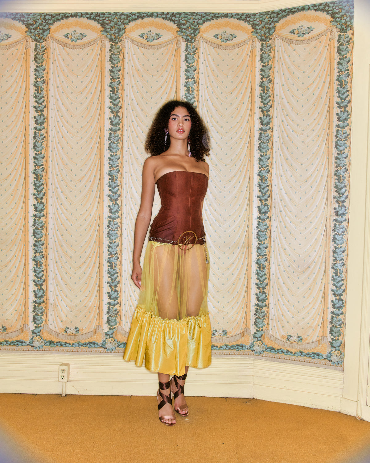 Pre-Order: Yellow Tulle Silk Taffeta Skirt