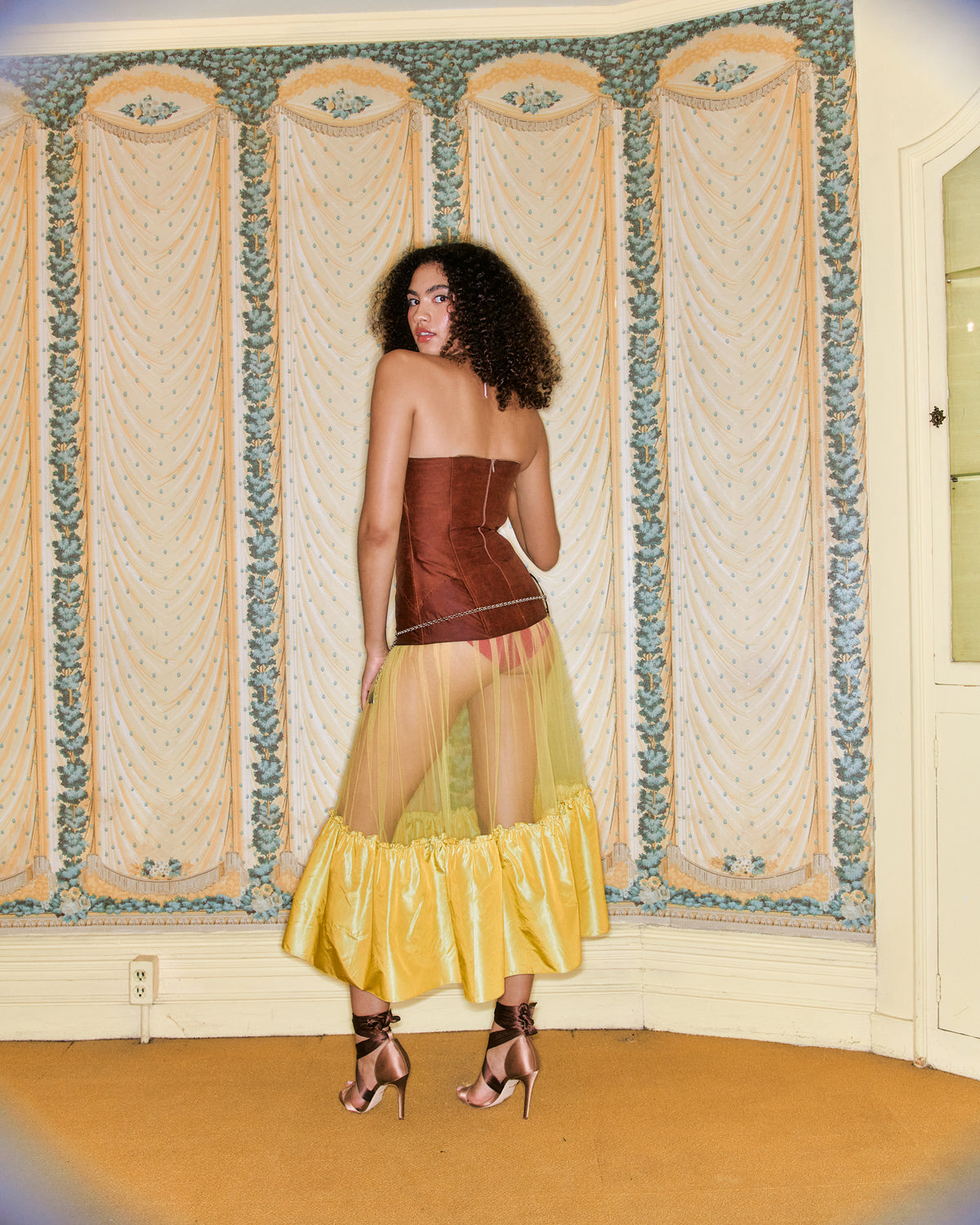 Pre-Order: Yellow Tulle Silk Taffeta Skirt