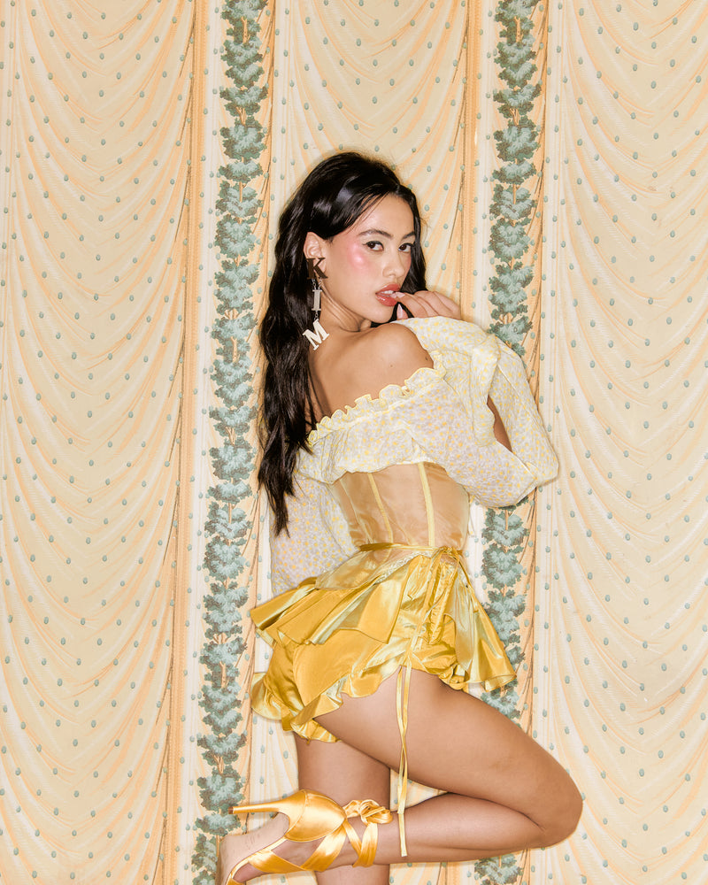 Pre-Order: Yellow Silk Taffeta Skort