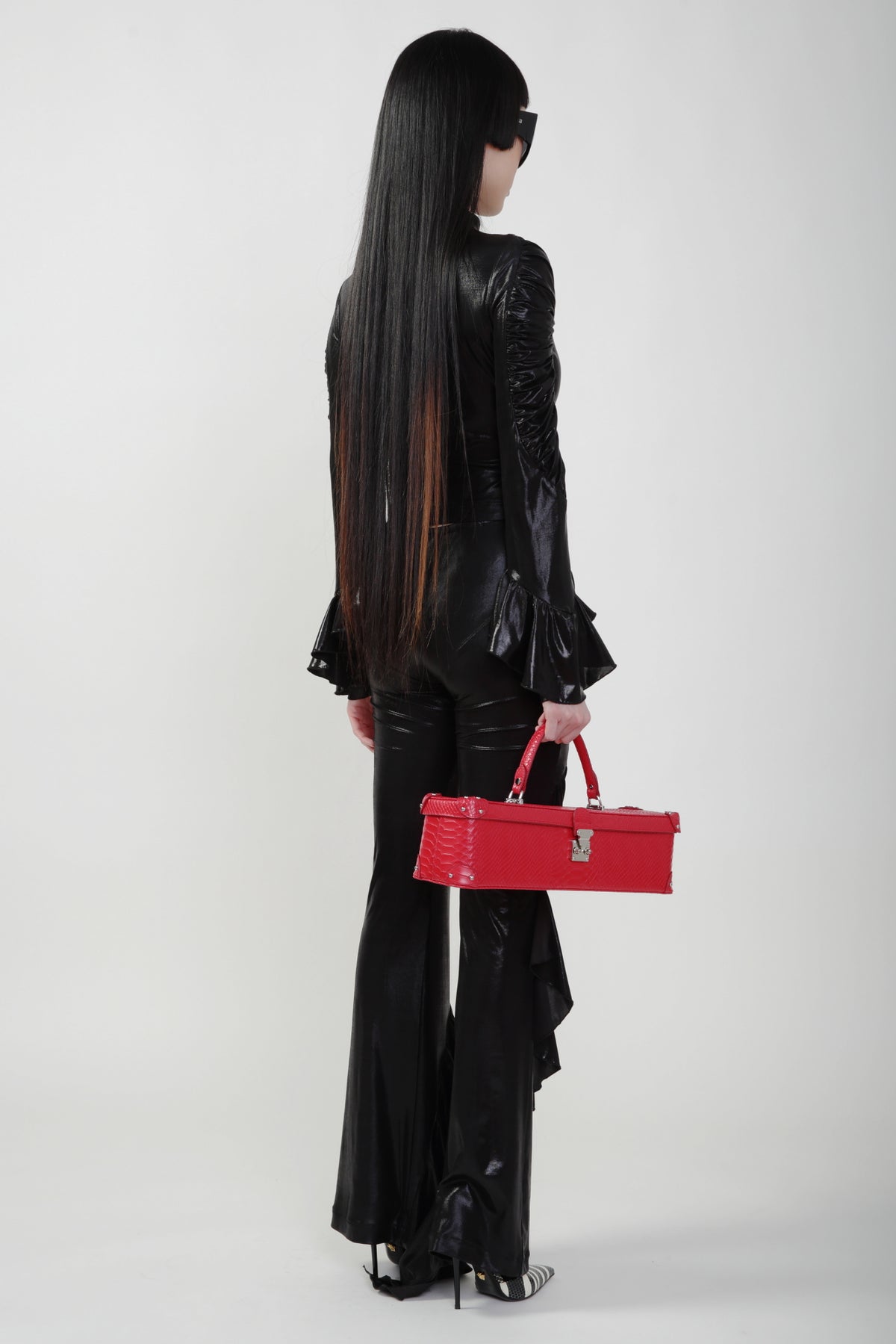 Black Lurex Drape Pant