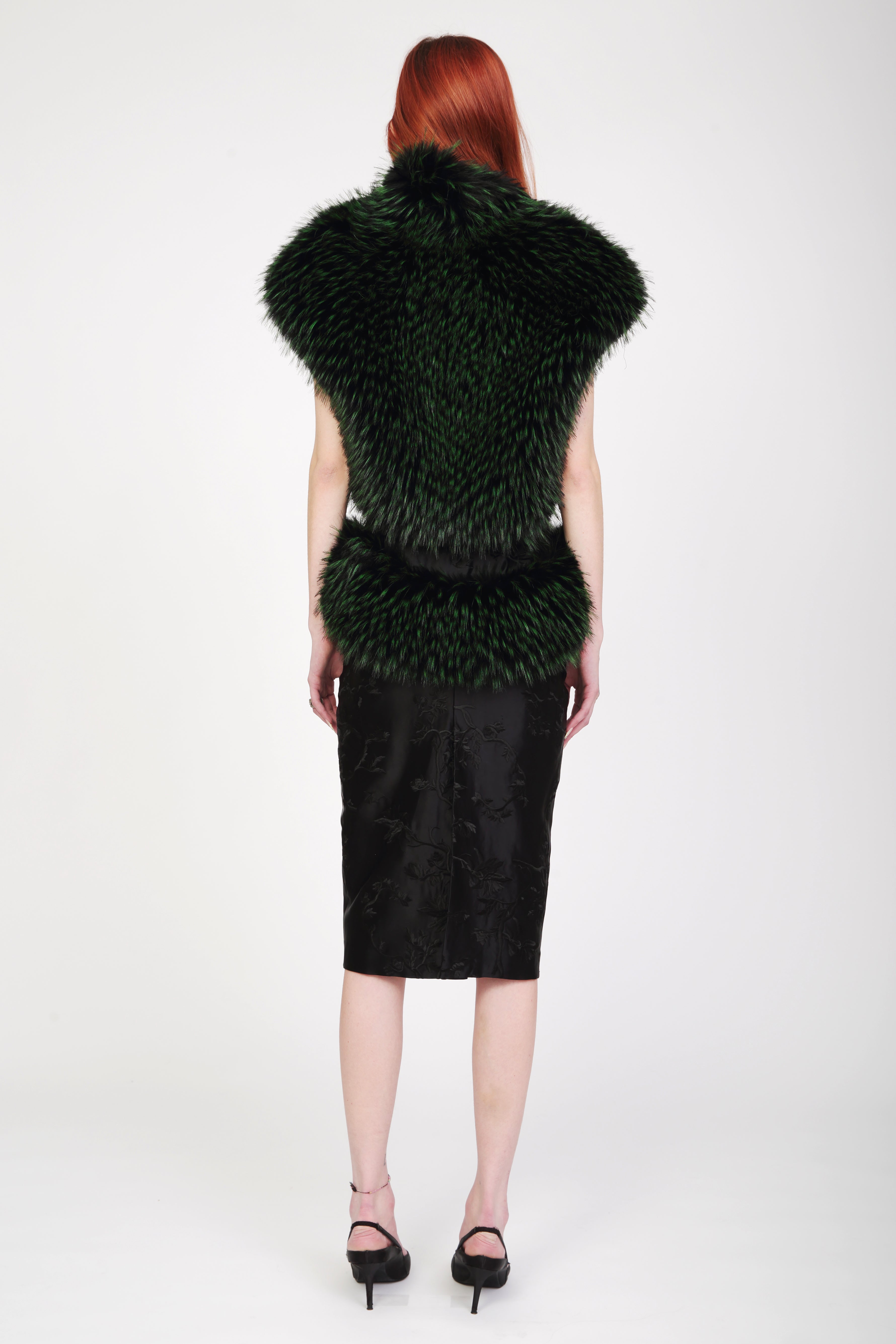 Lina Faux Fur Green Vest- Pre Order – Kim Shui Studio