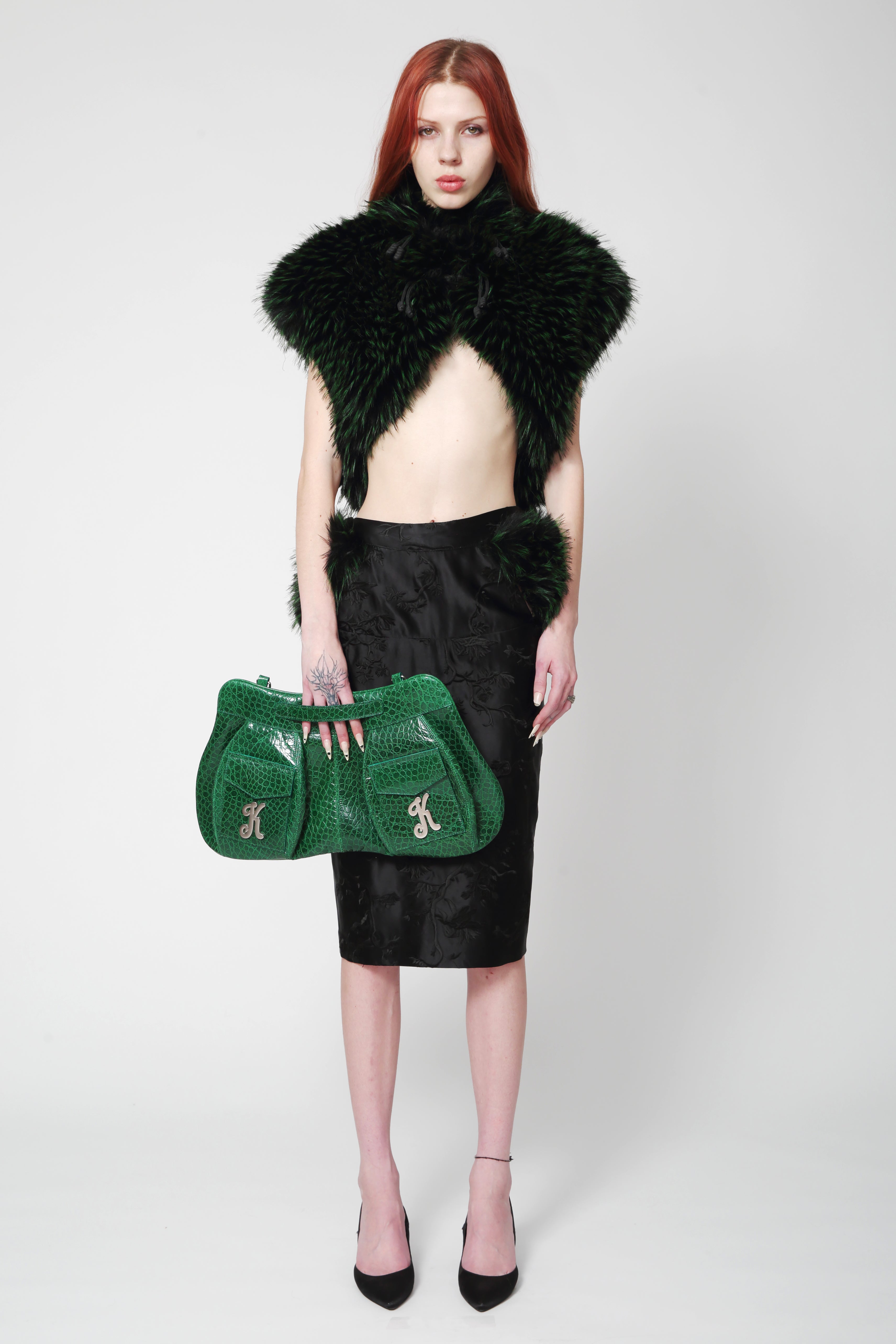 Lina Faux Fur Green Vest – Kim Shui Studio