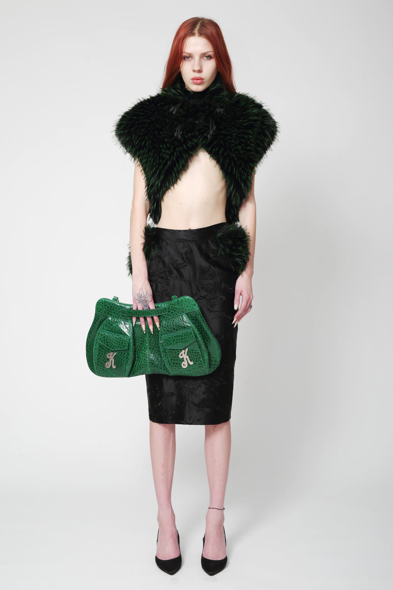 Lina Faux Fur Green Vest -Pre Order