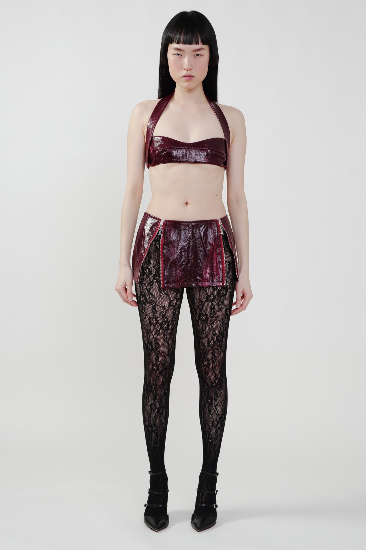 Bordeaux Mini Skirt with K Zipper