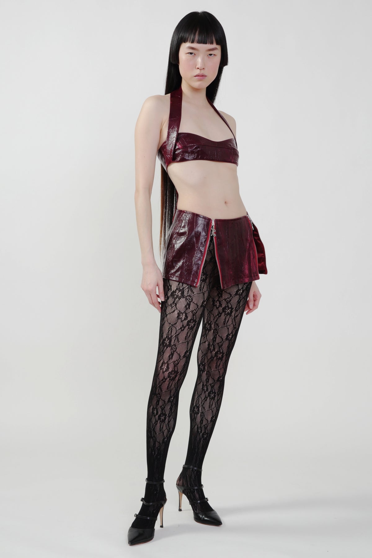 Bordeaux Mini Skirt with K Zipper