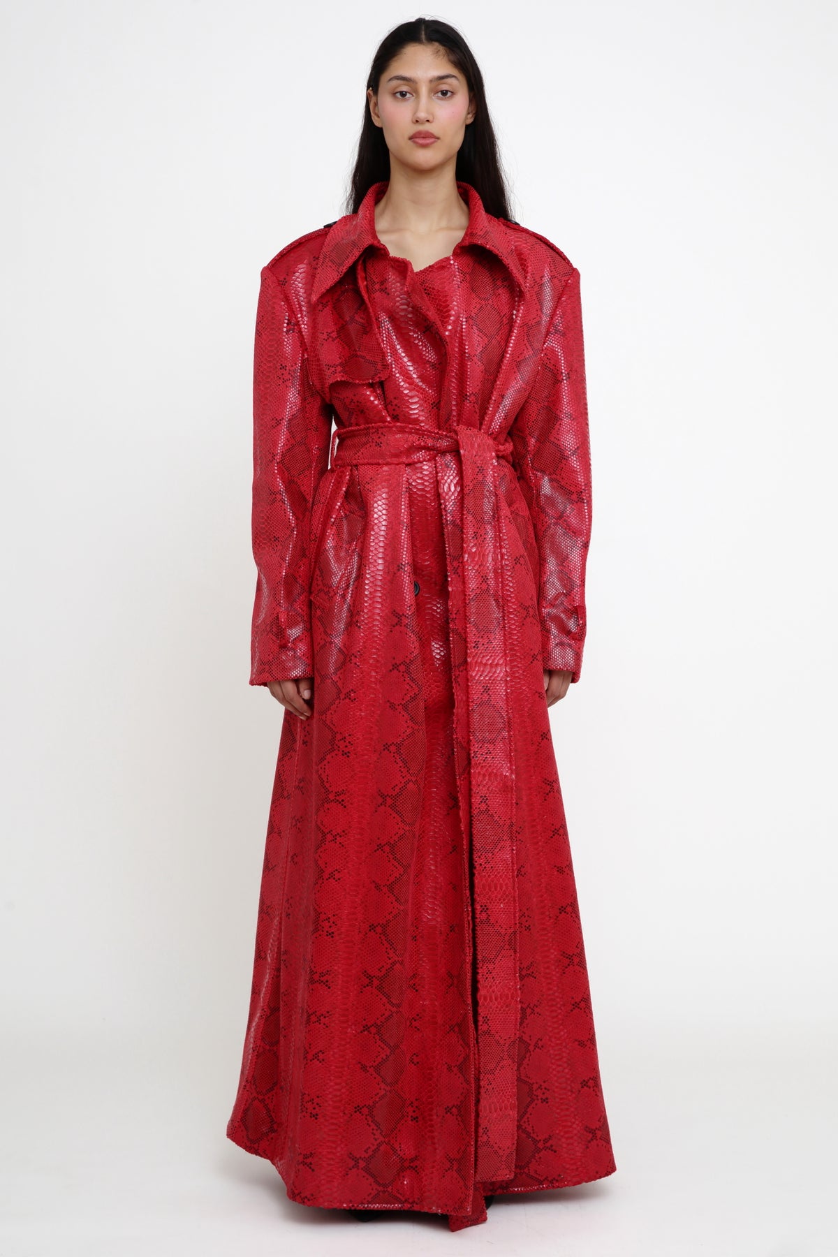 Red Snake-Embossed Coat