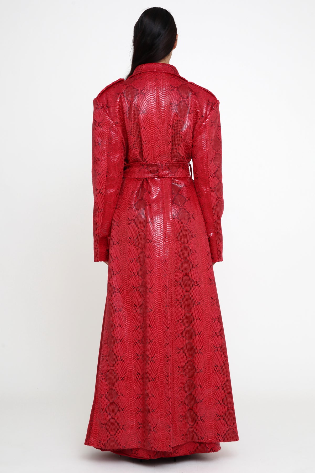 Red Snake-Embossed Coat