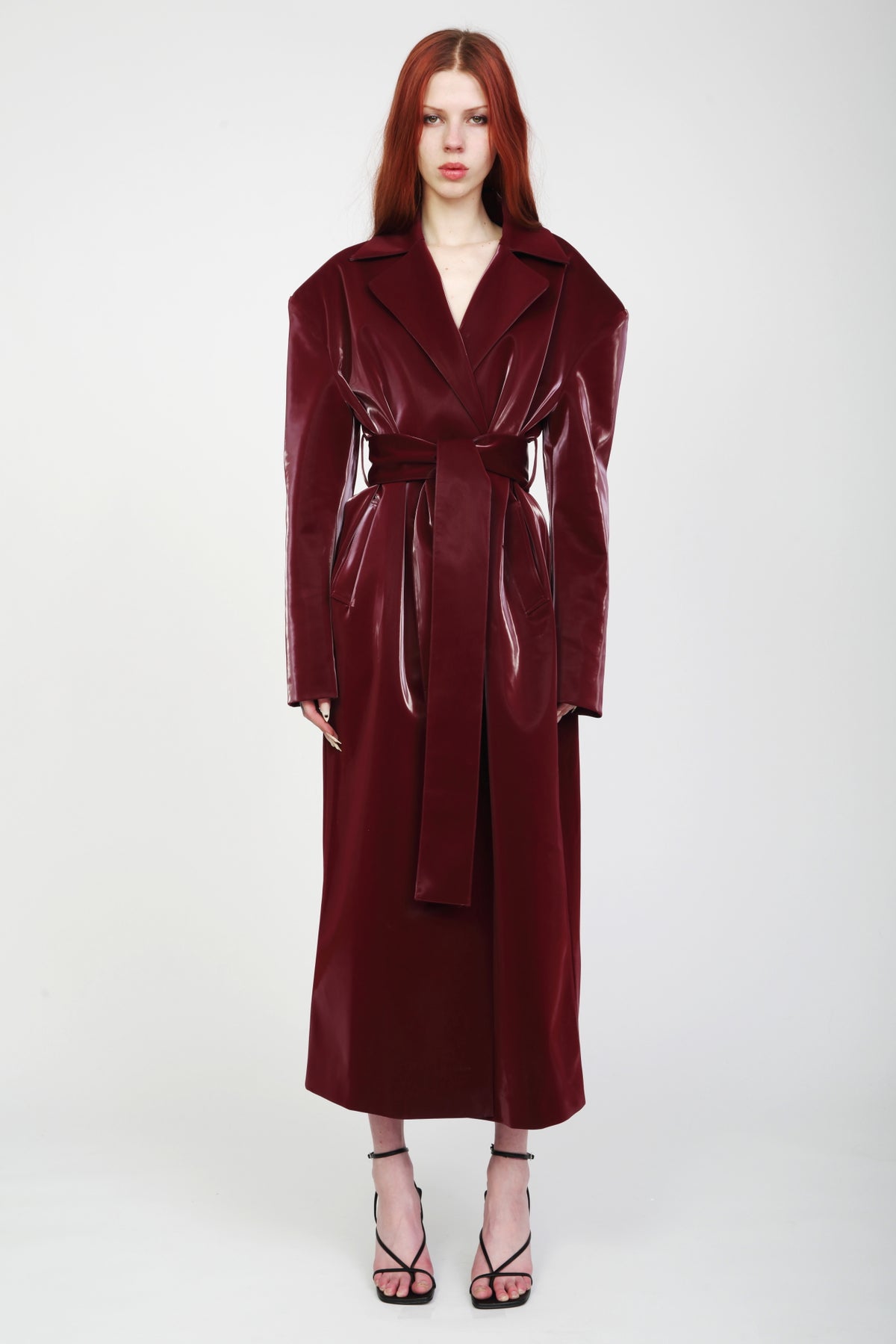 Kristy Patent Oxblood Coat