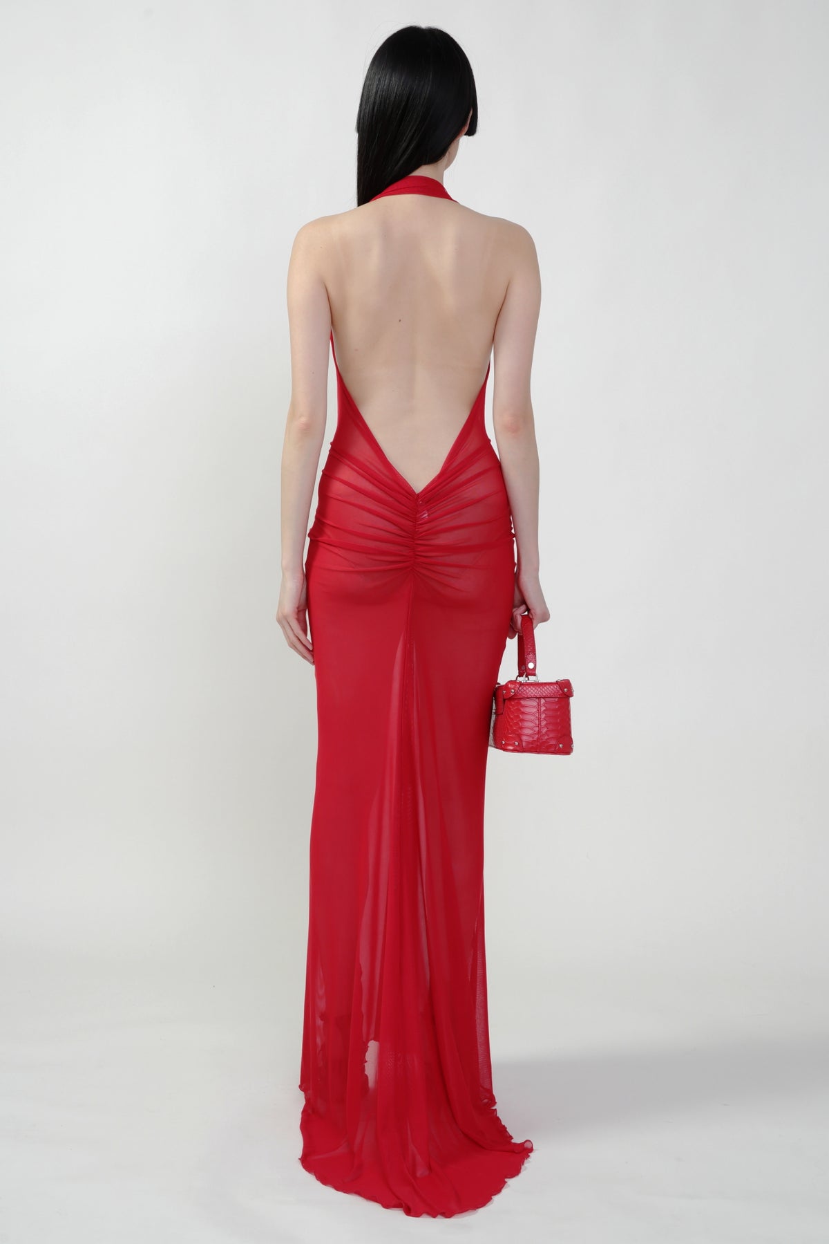Red Mesh Gown/Mesh Maxi Dress in Red Kim Shui Studio Red Mesh Gown/Mesh Maxi Dress in Red Kim Shui Studio
