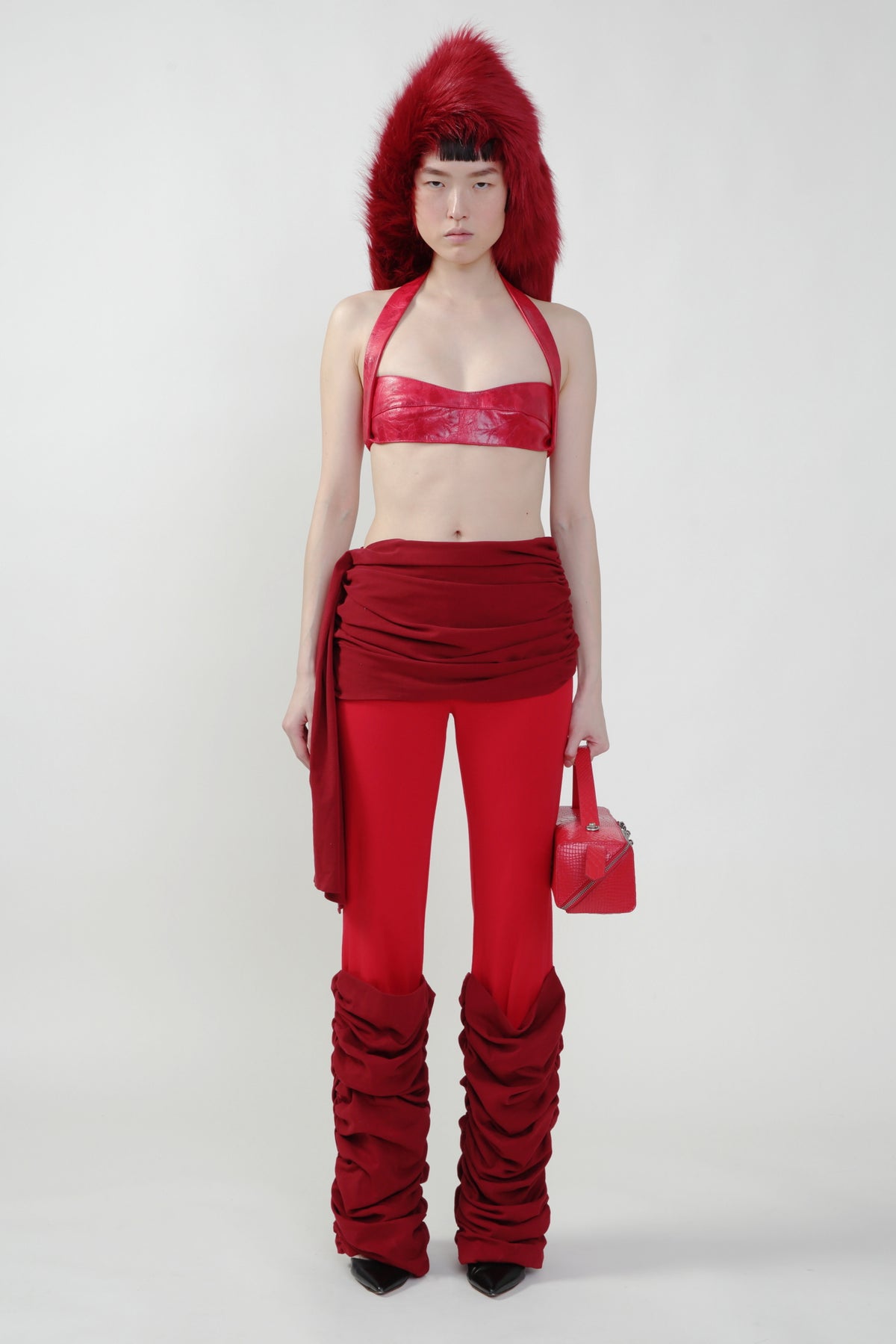 Red Vegan Leather Bralette