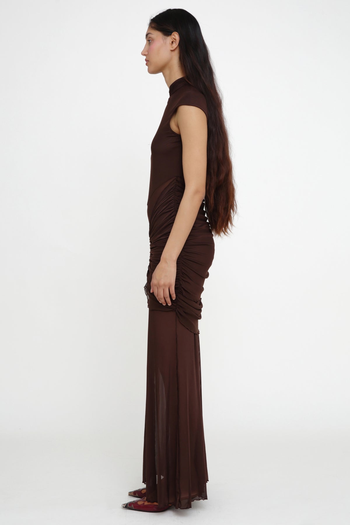 Anai Mesh Brown Dress -Pre Order