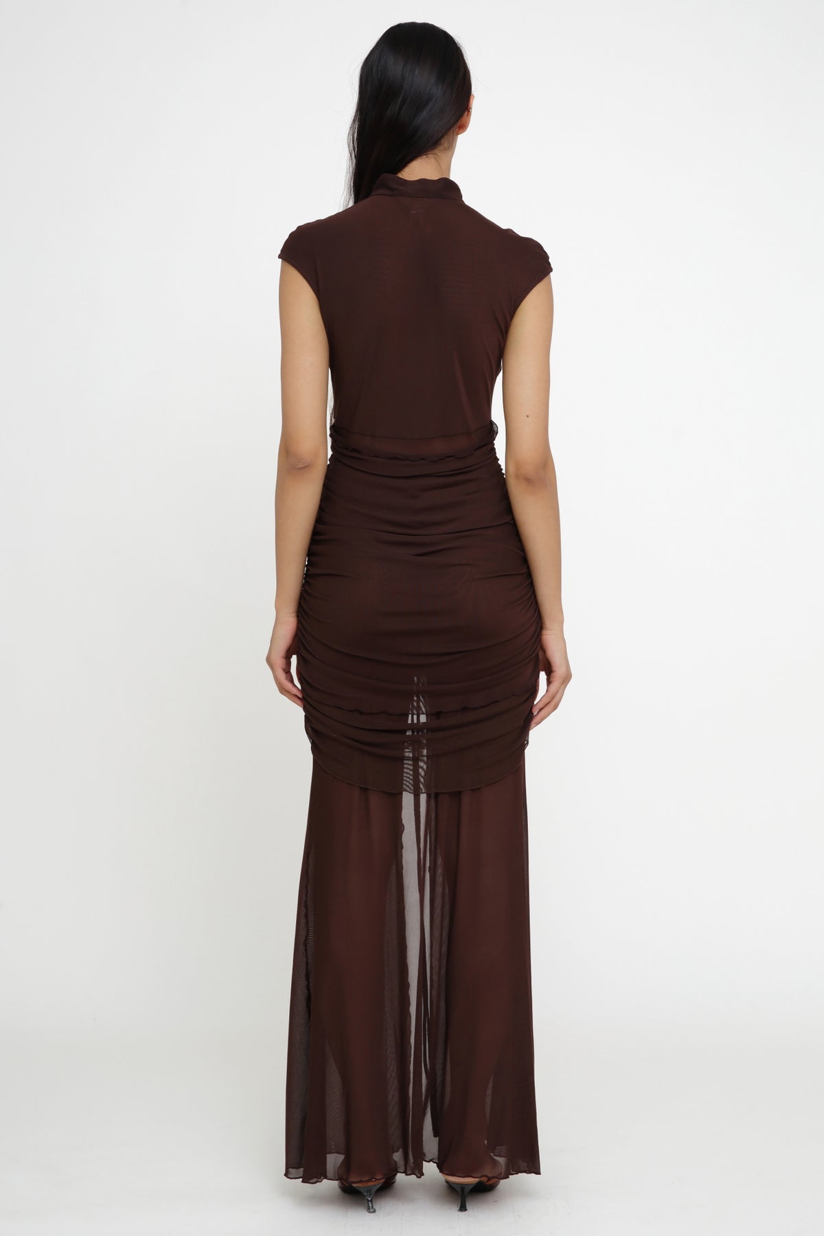 Anai Mesh Brown Dress -Pre Order