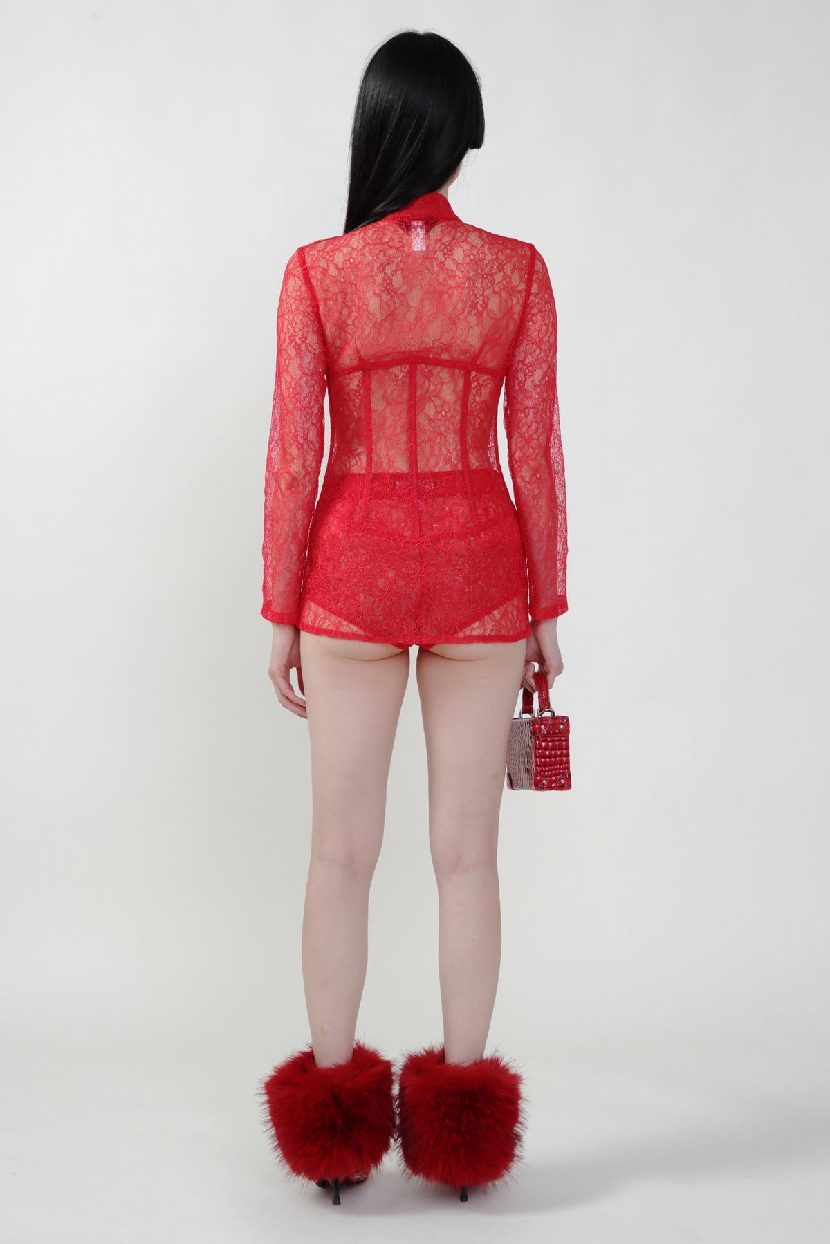 Pre Order: Red Lace sheer blazer