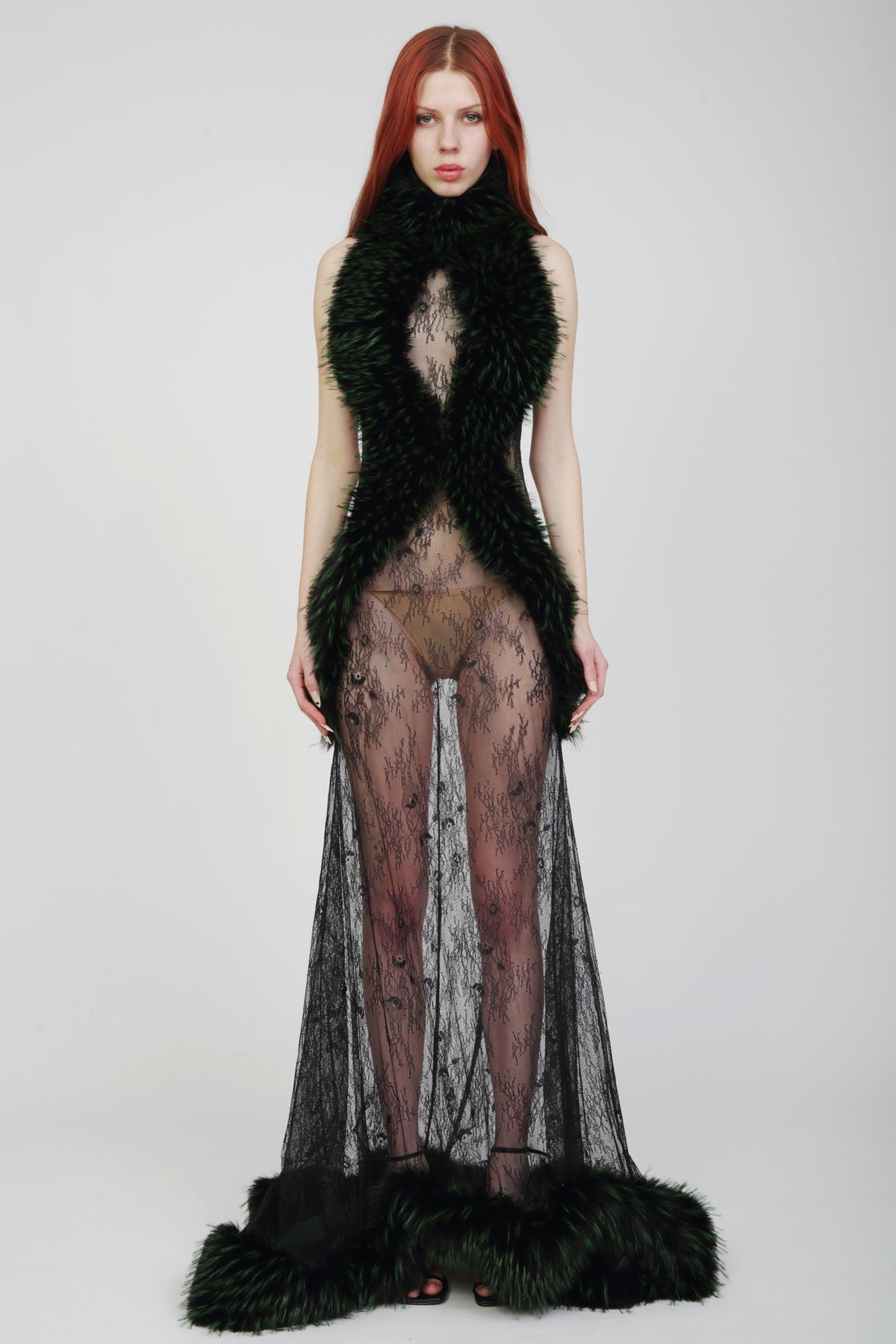 Valentina Lace Fur Gown-Pre Order Kim Shui Studio Valentina Lace Fur Gown-Pre Order Kim Shui Studio