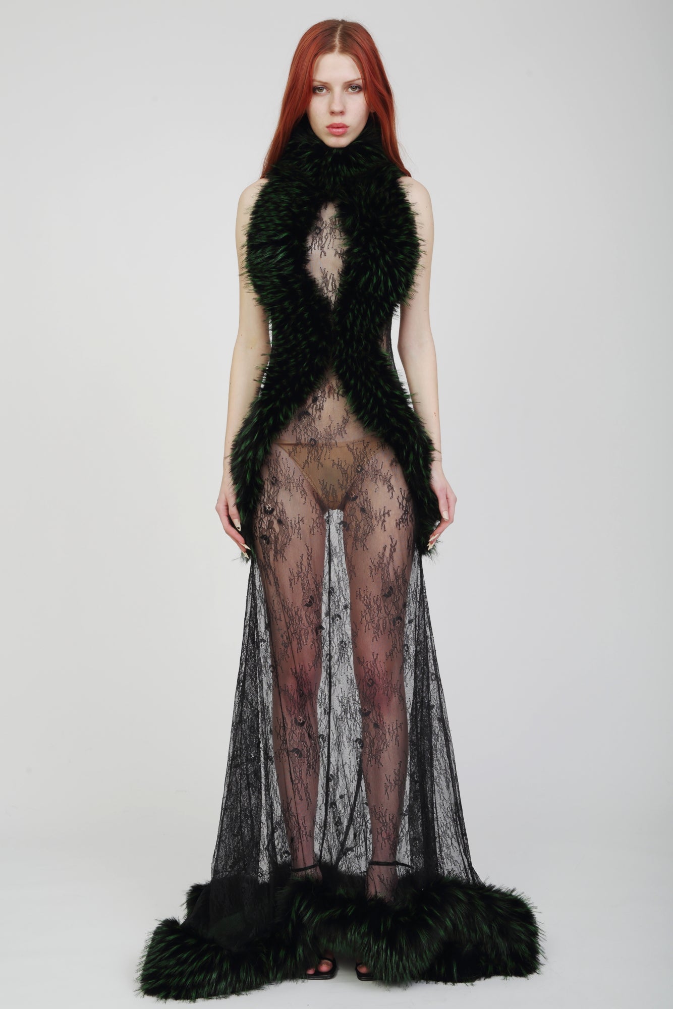 Valentina Lace Fur Gown-Pre Order Kim Shui Studio Valentina Lace Fur Gown-Pre Order Kim Shui Studio