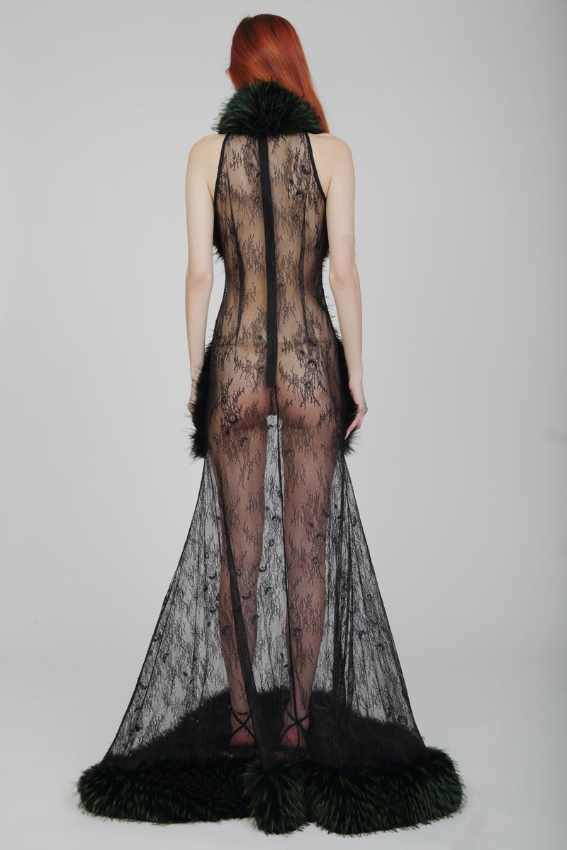 Valentina Lace Fur Gown -Pre-Order