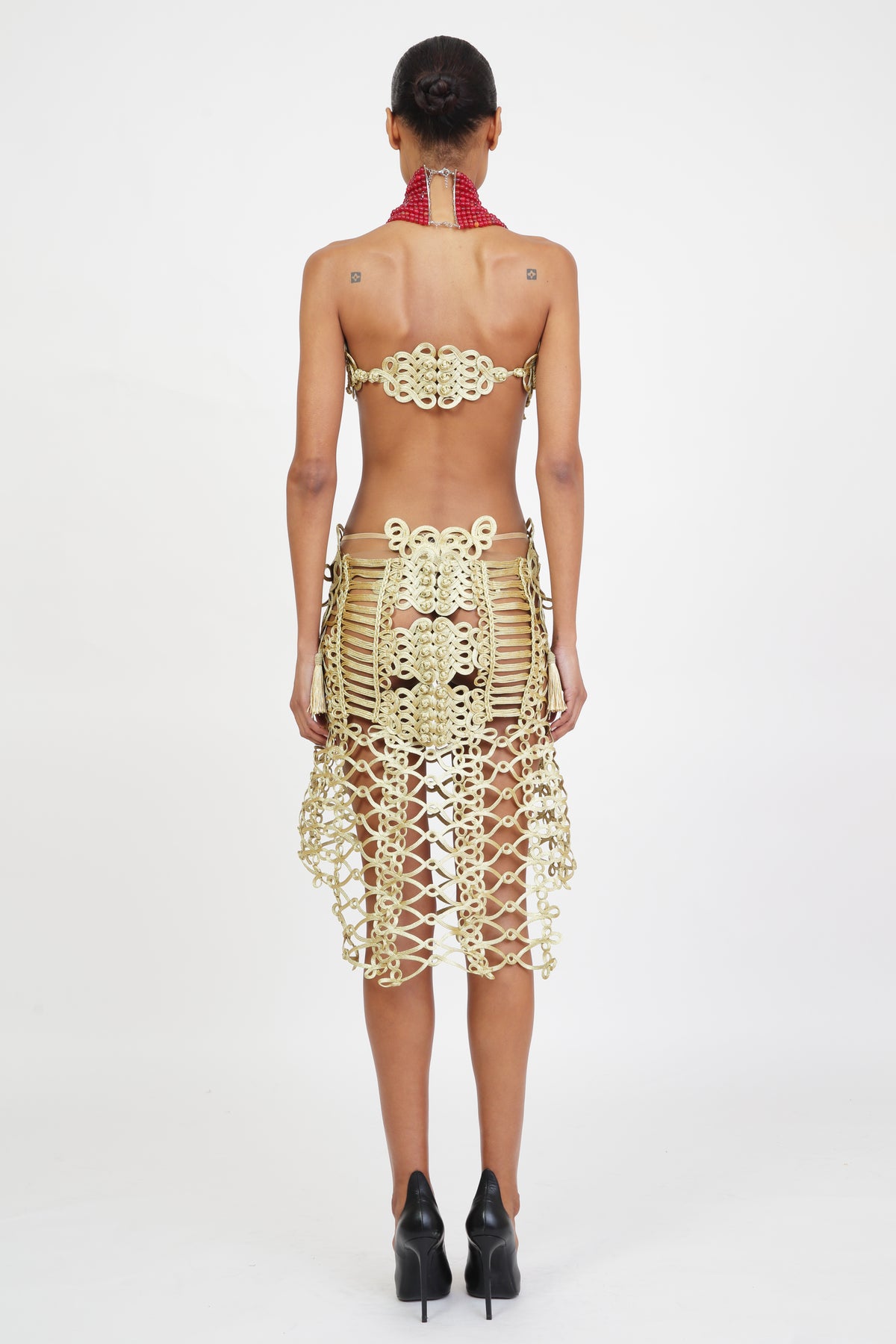 K beaded High Neck Necklaces in RED