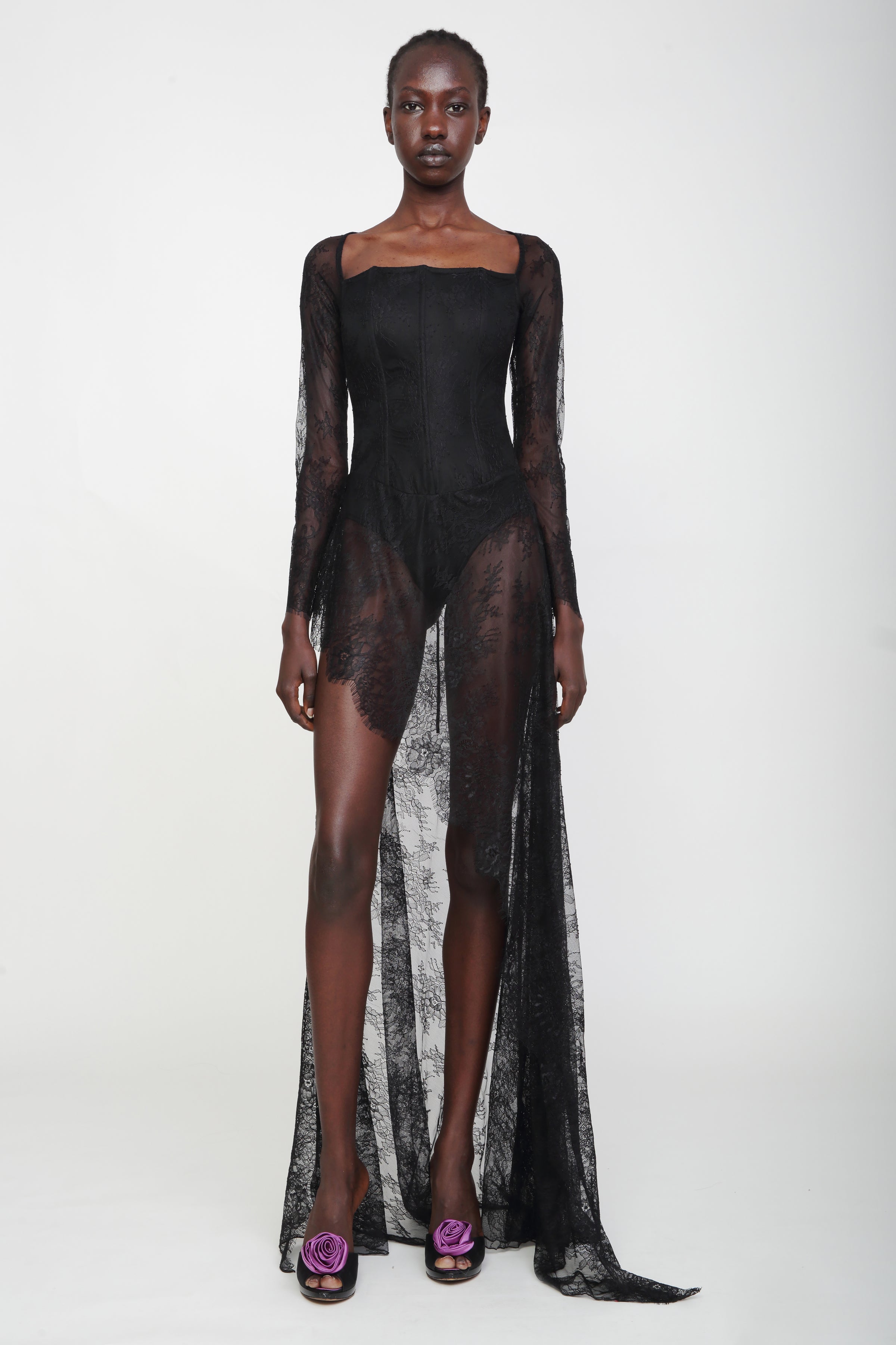 Asymmetrical Corset Lace Dress XX-Large / Black Asymmetrical Corset Lace Dress XX-Large / Black