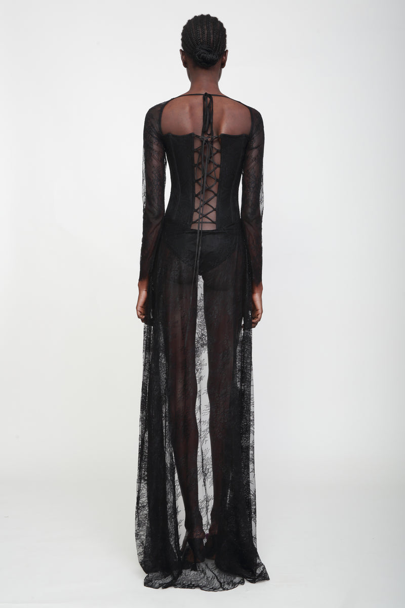 Asymmetrical Corset Lace Dress XX-Large / Black Asymmetrical Corset Lace Dress XX-Large / Black