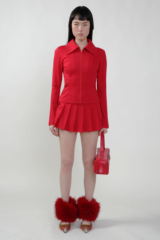 Pre-Order: Red Mini Skort with Pleats