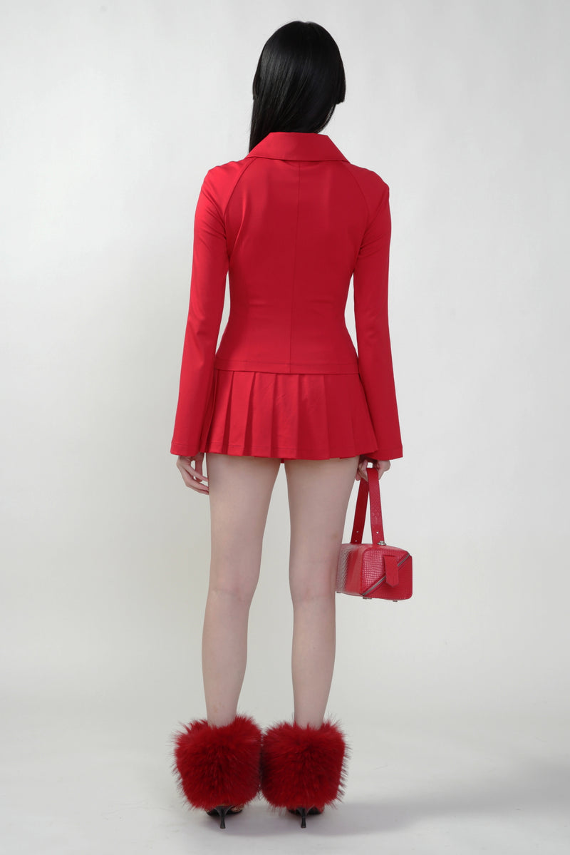 Pre-Order: Red Mini Skort with Pleats